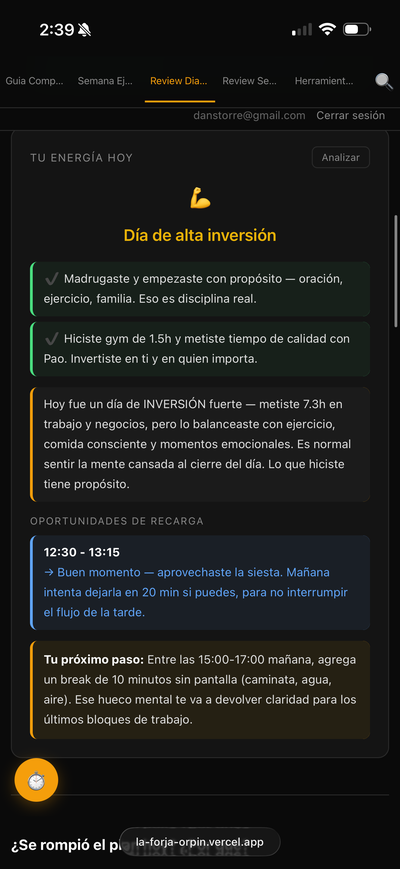 Revisi&oacute;n Diaria con an&aacute;lisis personalizados y oportunidades de recarga